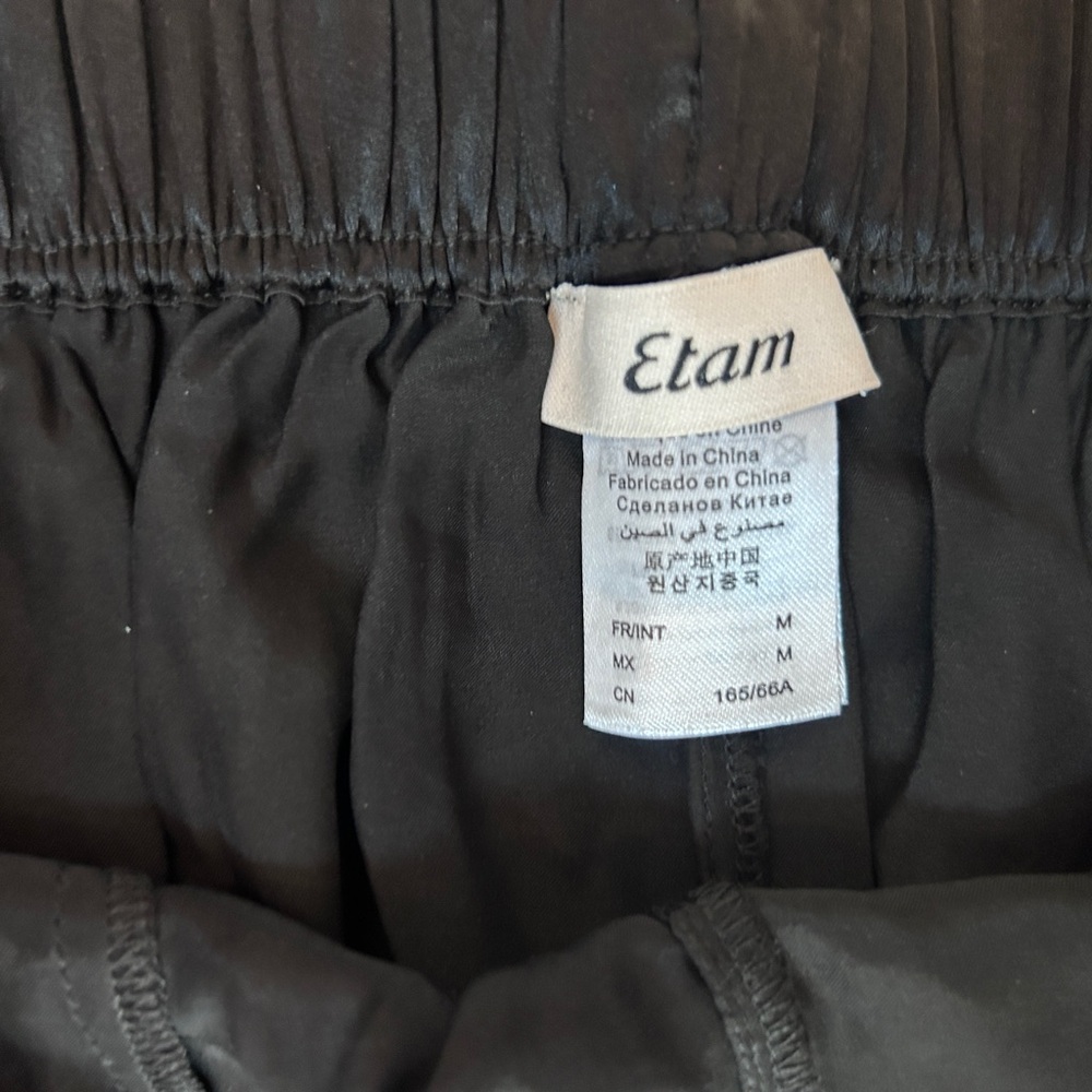 Etam Wide Leg Elastic Waist Black Pajama Bottoms  Size Medium - Picture 3 of 6